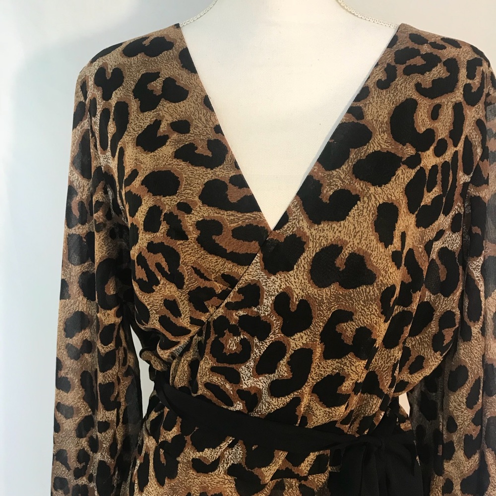 Vintage Cheetah/Leopard Silk Wrap Dress - Picture 2 of 7